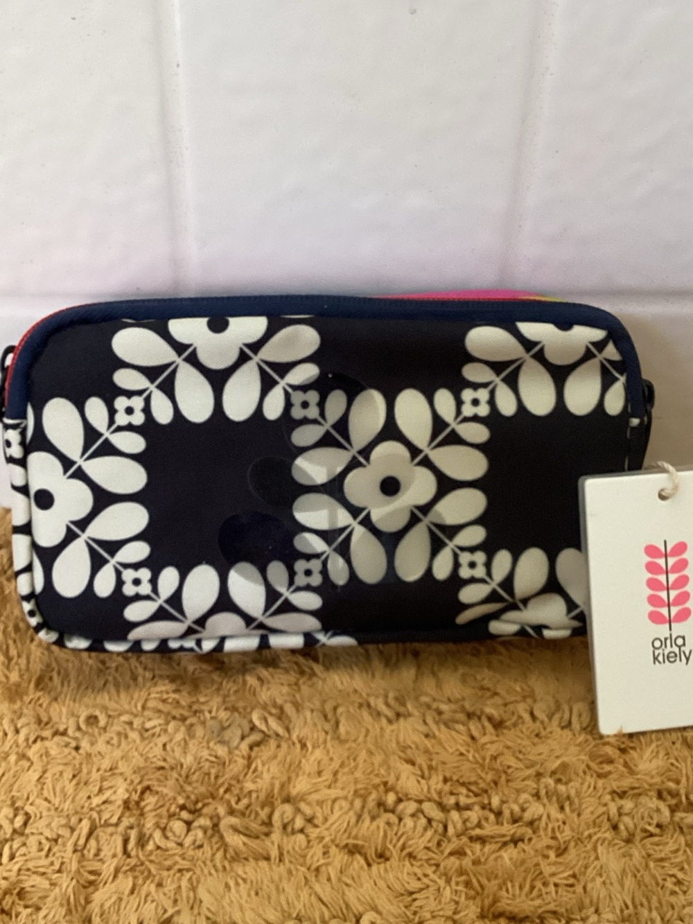Orla Kiely Navy and White Floral Crossbody Bag